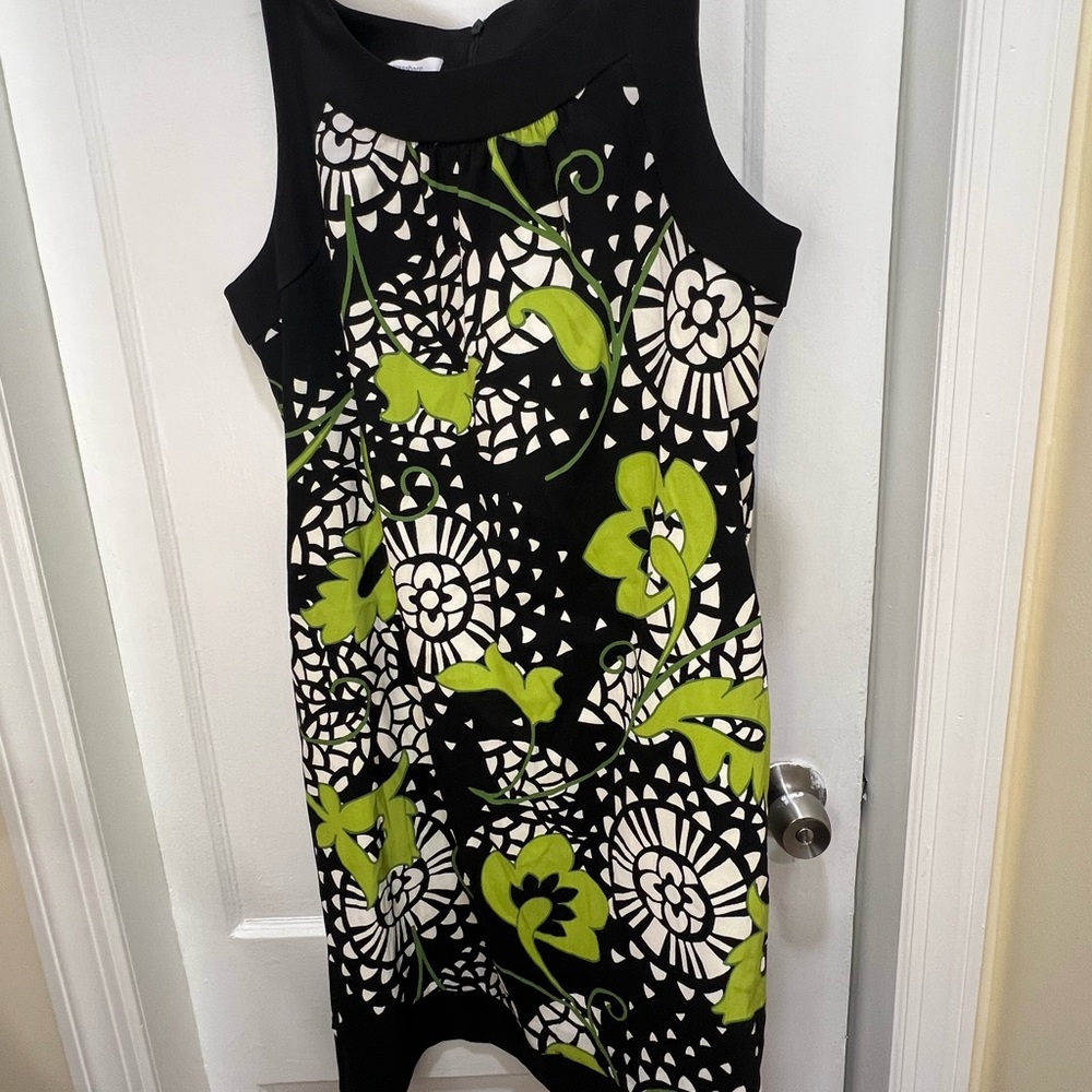 dressbarn Black and Green Floral Midi Dress